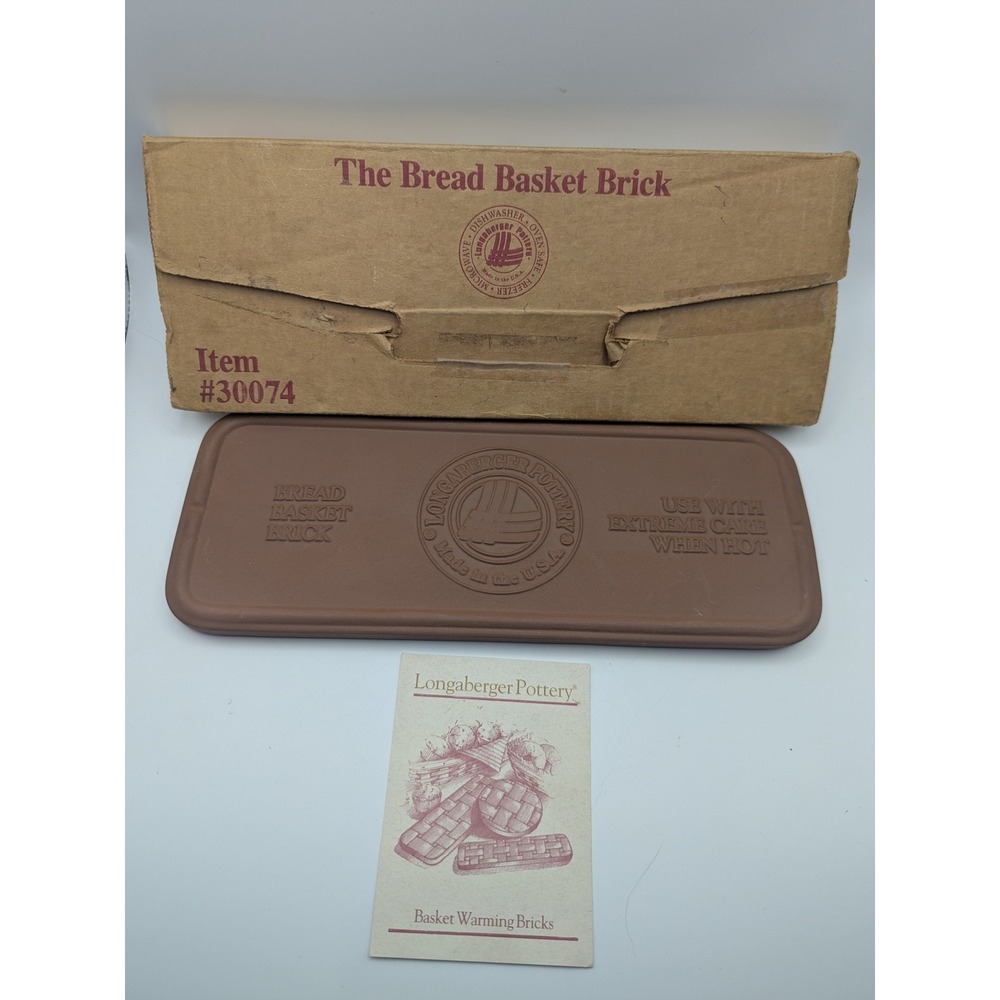 Vtg Longaberger Pottery The Bread Basket Brick 30074 Warming Stone with Box